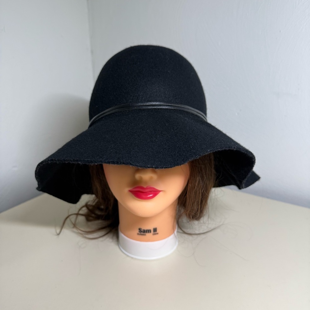 H&M Women Wool 100% Black Floppy Brim Hat Size Small 54